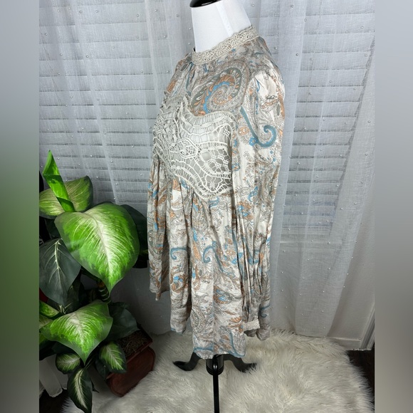 NWT Free People Tea Combo Sweet Thing High Neck Boho Swing Top Tunic Size XS - Picture 5 of 8